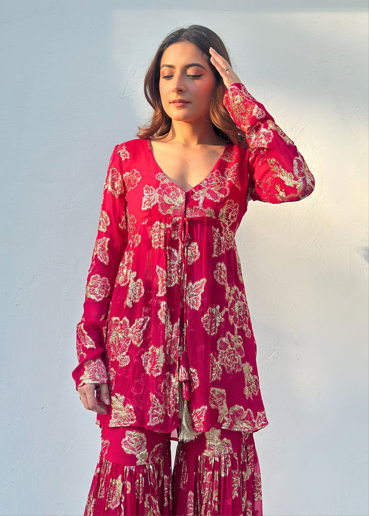 Rani pink and gold sharara set