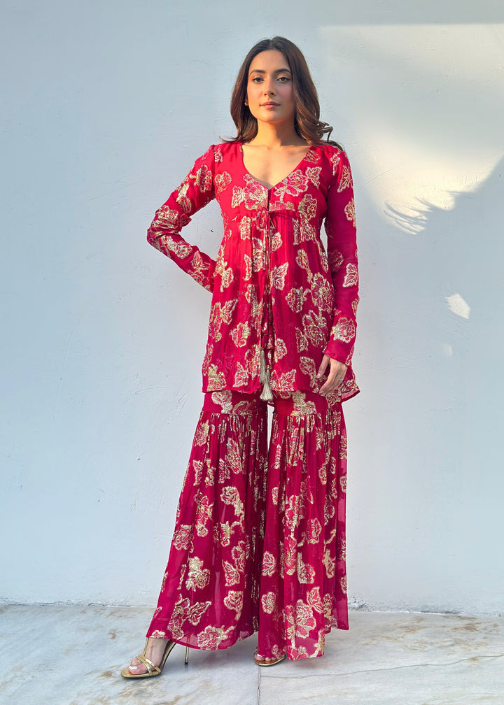 Rani pink and gold sharara set