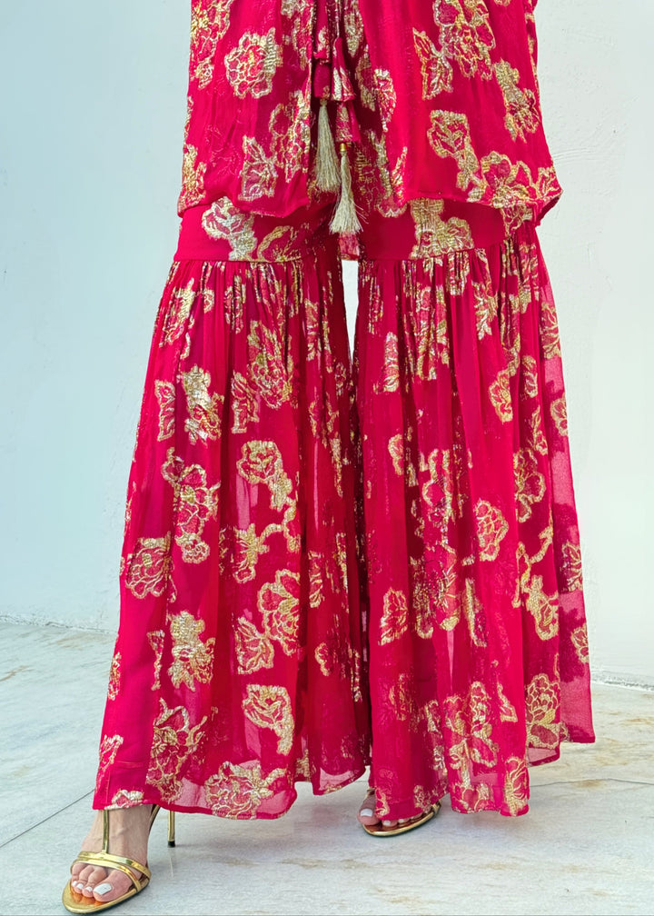 Rani pink and gold sharara set