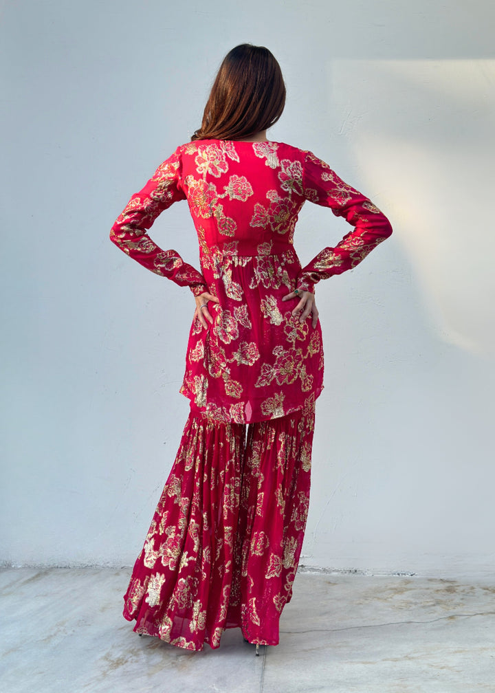Rani pink and gold sharara set