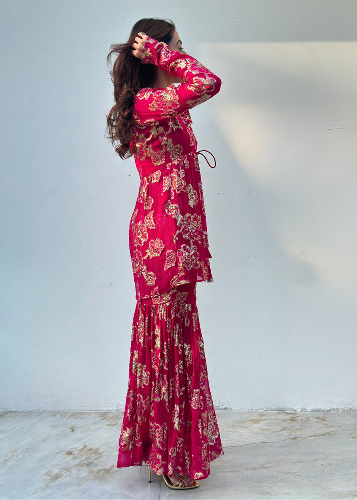 Rani pink and gold sharara set