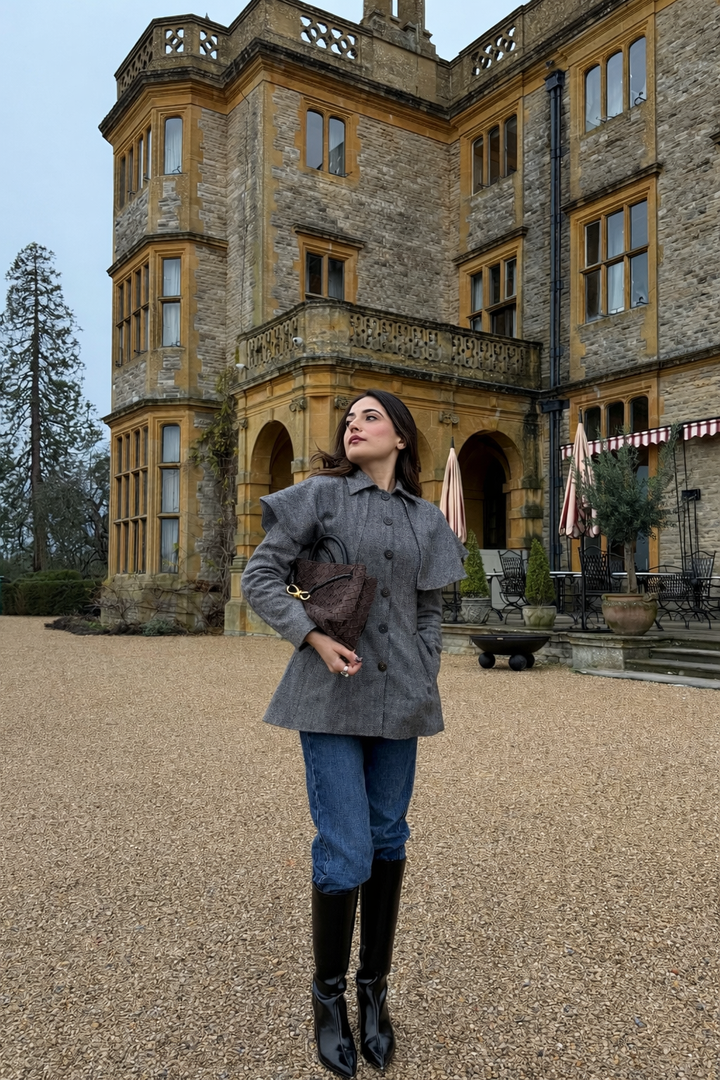 Itika Arora in Estelle cape coat