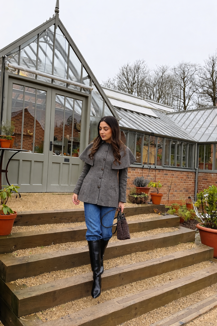 Itika Arora in Estelle cape coat