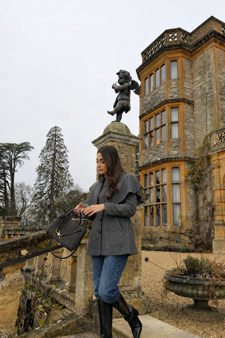 Itika Arora in Estelle cape coat