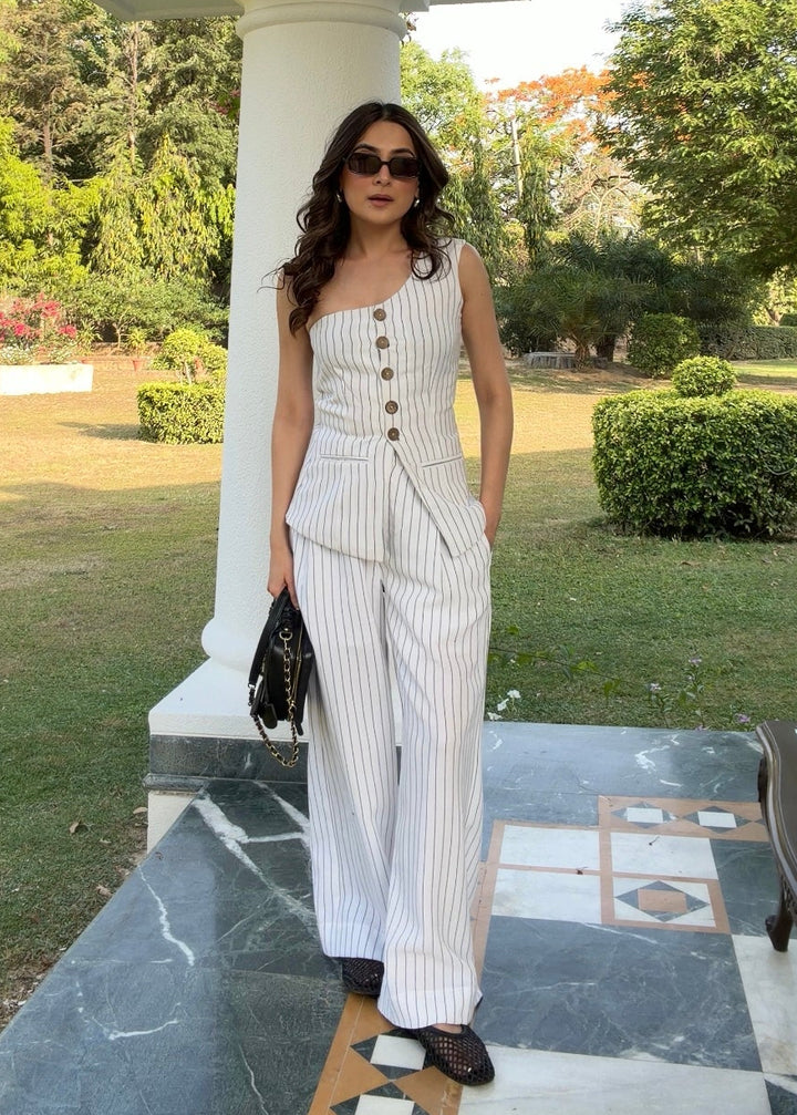 Itika Arora in Zora Pinstripe co-ord set