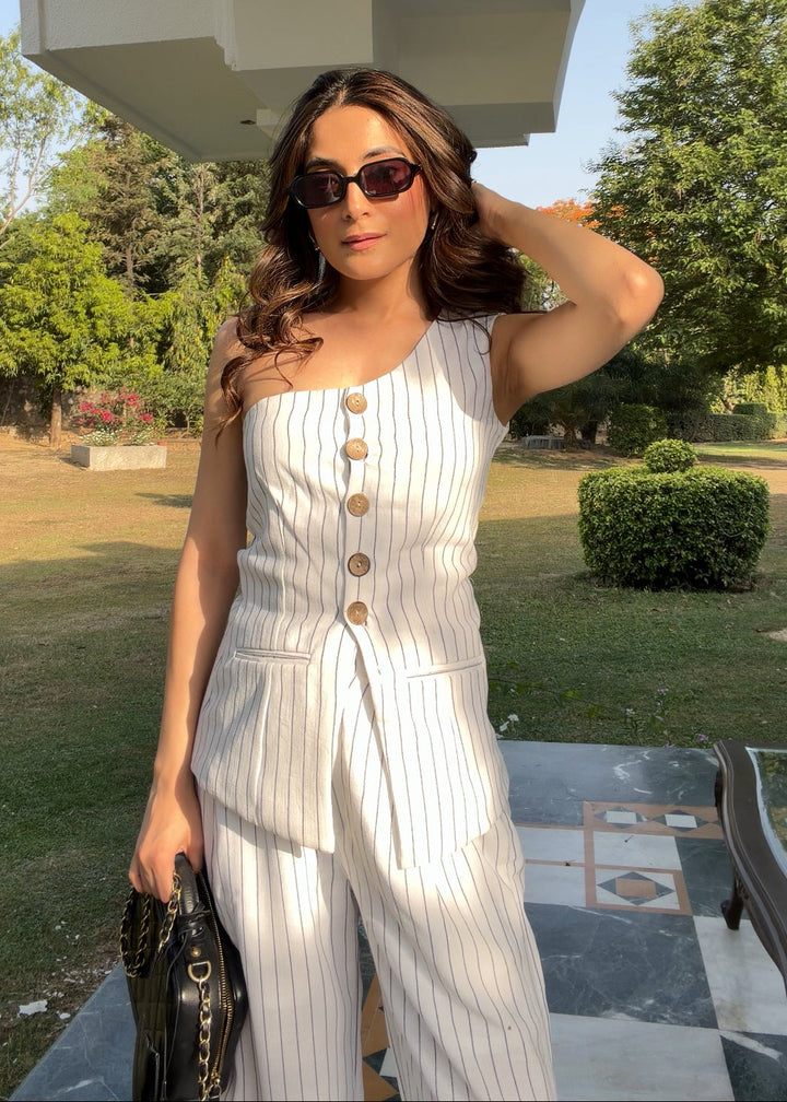 Itika Arora in Zora Pinstripe co-ord set
