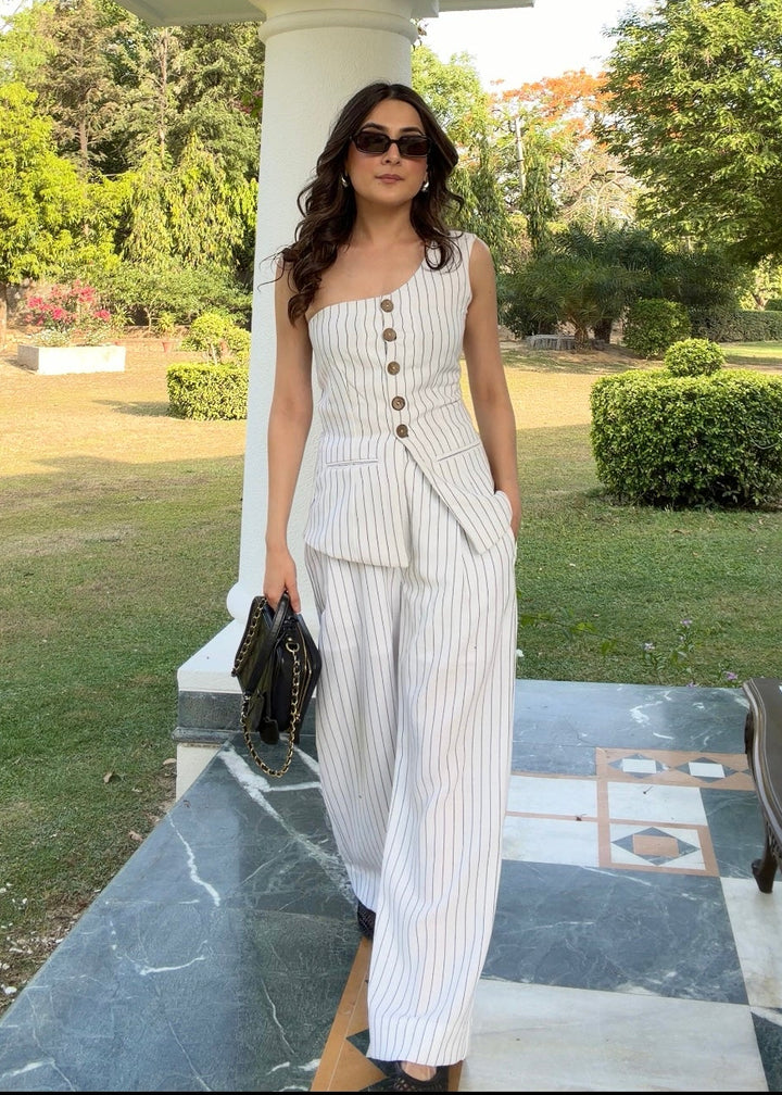 Itika Arora in Zora Pinstripe co-ord set