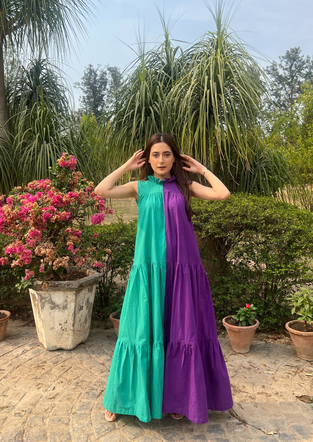 purple colour block dress Vineyard Views Satin Color Block Midi Dress in Purple Curves