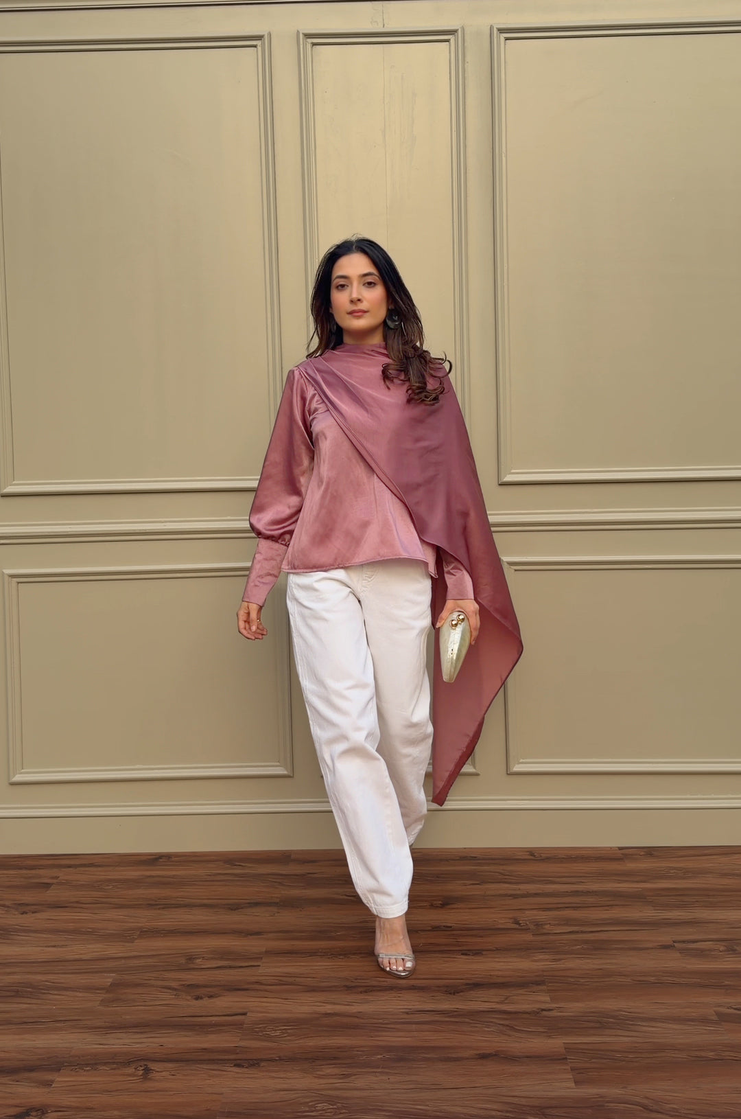 Itika Arora in Vera satin top (pink)