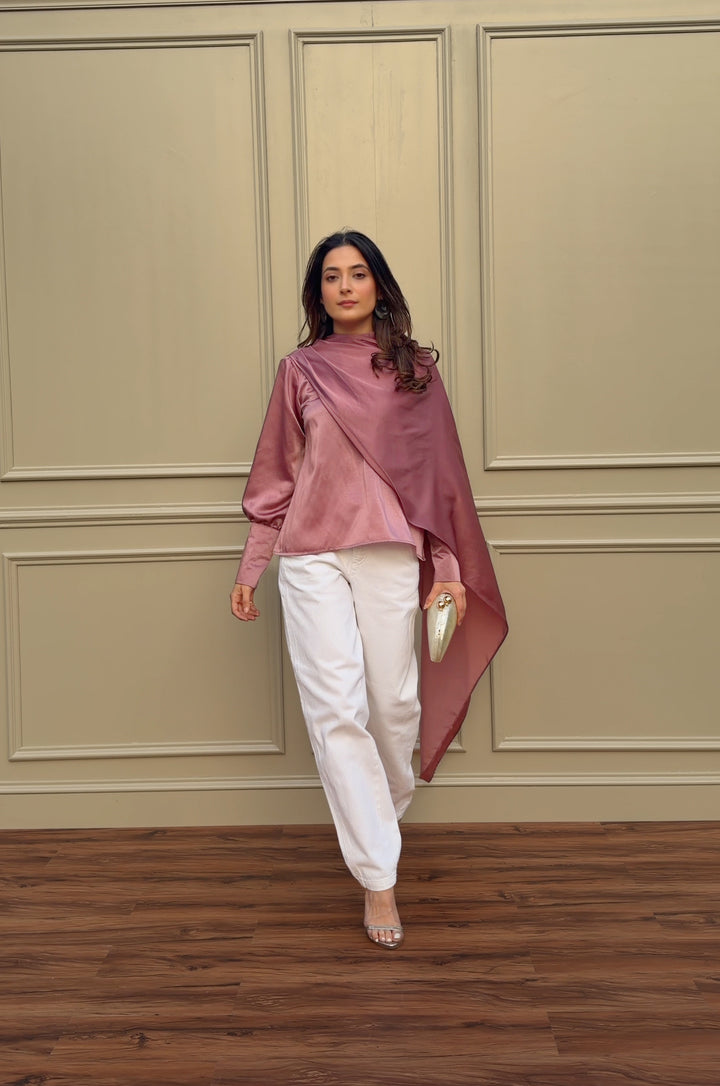 Itika Arora in Vera satin top (pink)