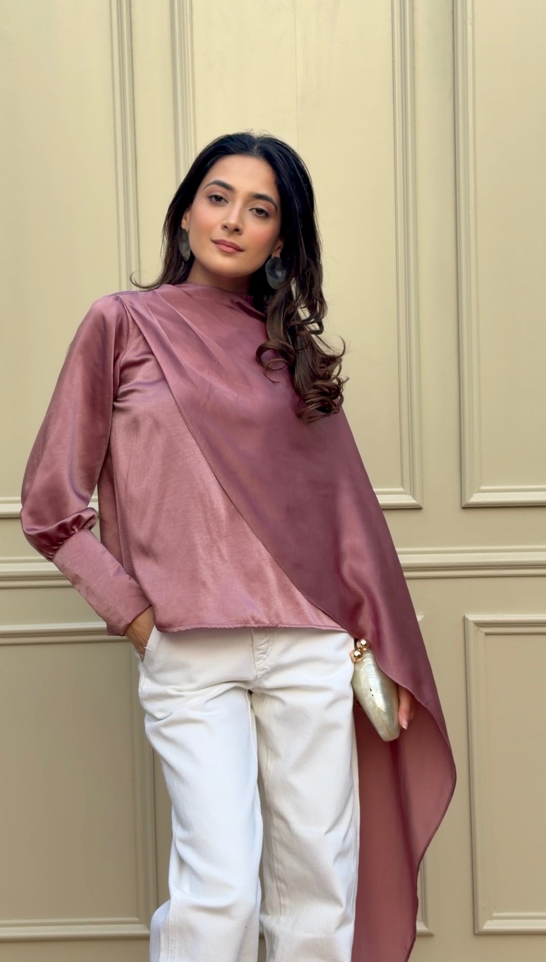 Itika Arora in Vera satin top (pink)
