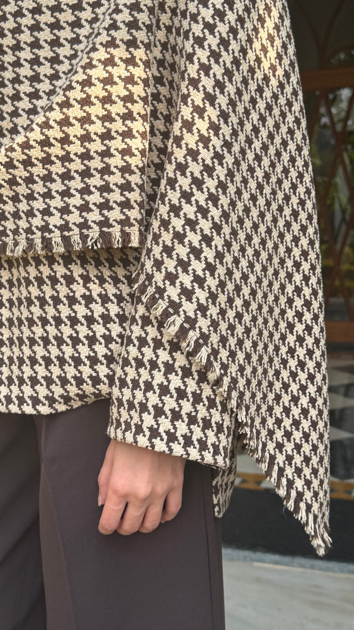 Itika Arora in Halo houndstooth shawl-jacket