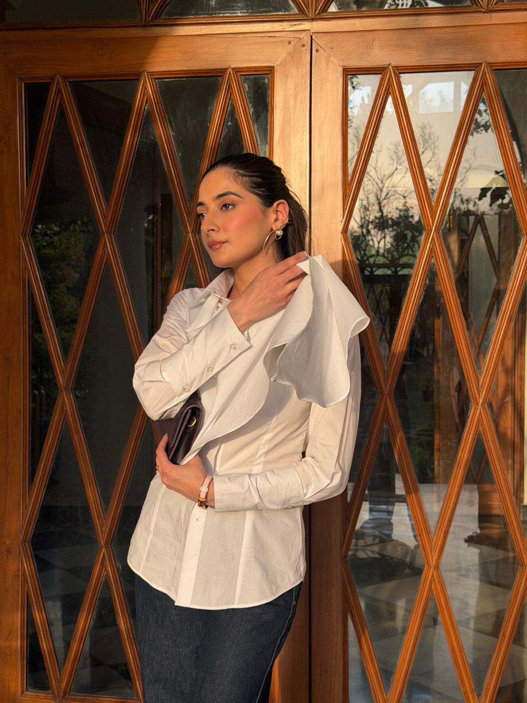 Itika Arora in Nola scarf shirt