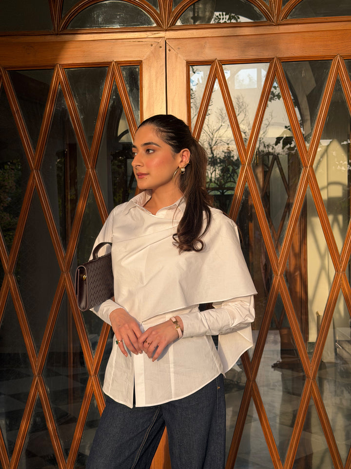 Itika Arora in Nola scarf shirt