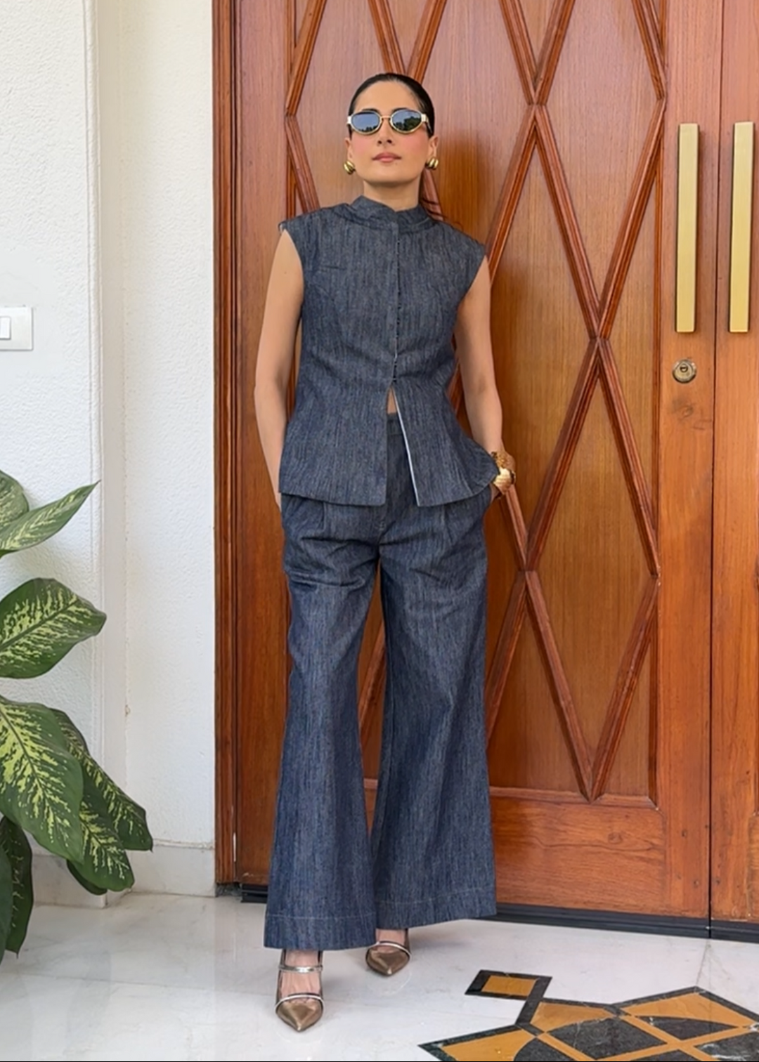 Itika Arora in Ripple Denim Set