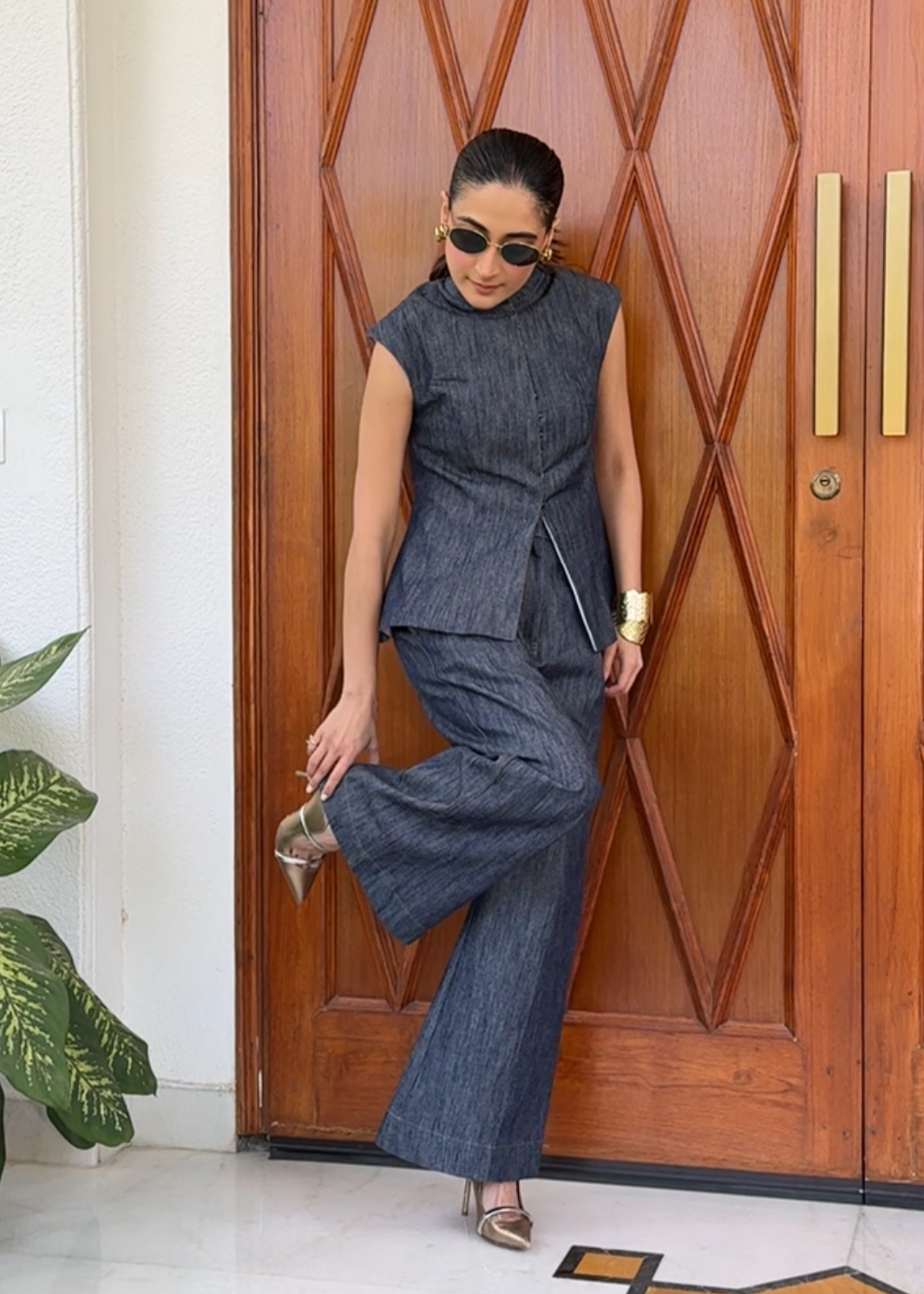 Itika Arora in Ripple Denim Set