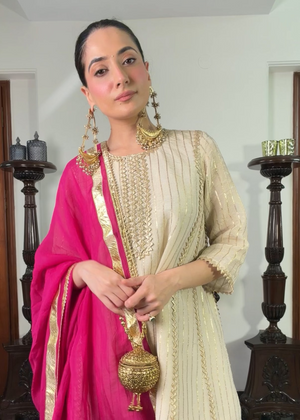 Muted Gold and Rani Pink