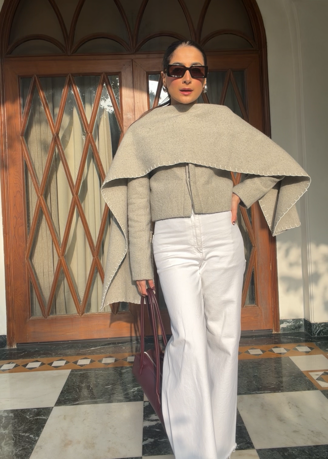 Itika Arora in Opal scarf-coat