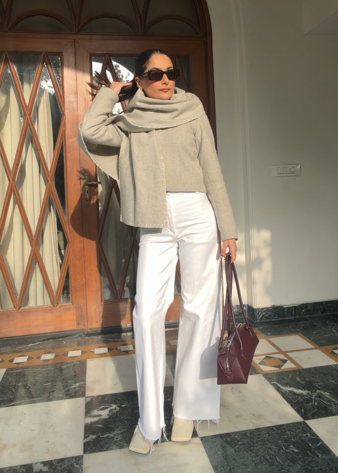 Itika Arora in Opal scarf-coat