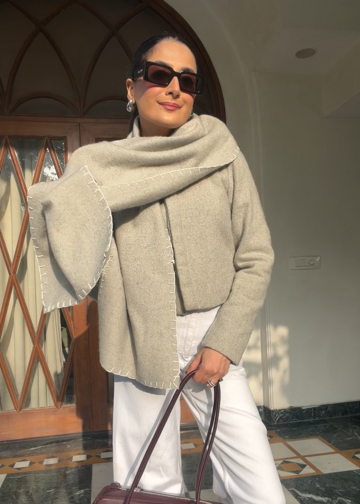 Itika Arora in Opal scarf-coat