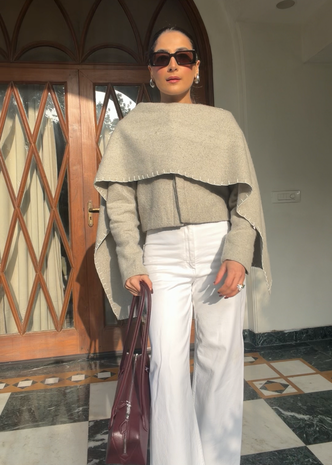 Itika Arora in Opal scarf-coat