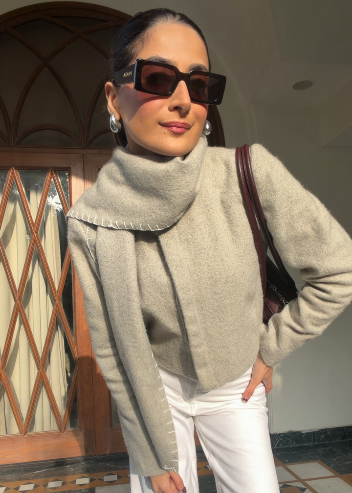 Itika Arora in Opal scarf-coat