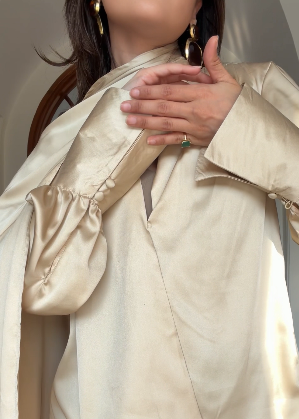 Itika Arora in Kira satin top (gold)