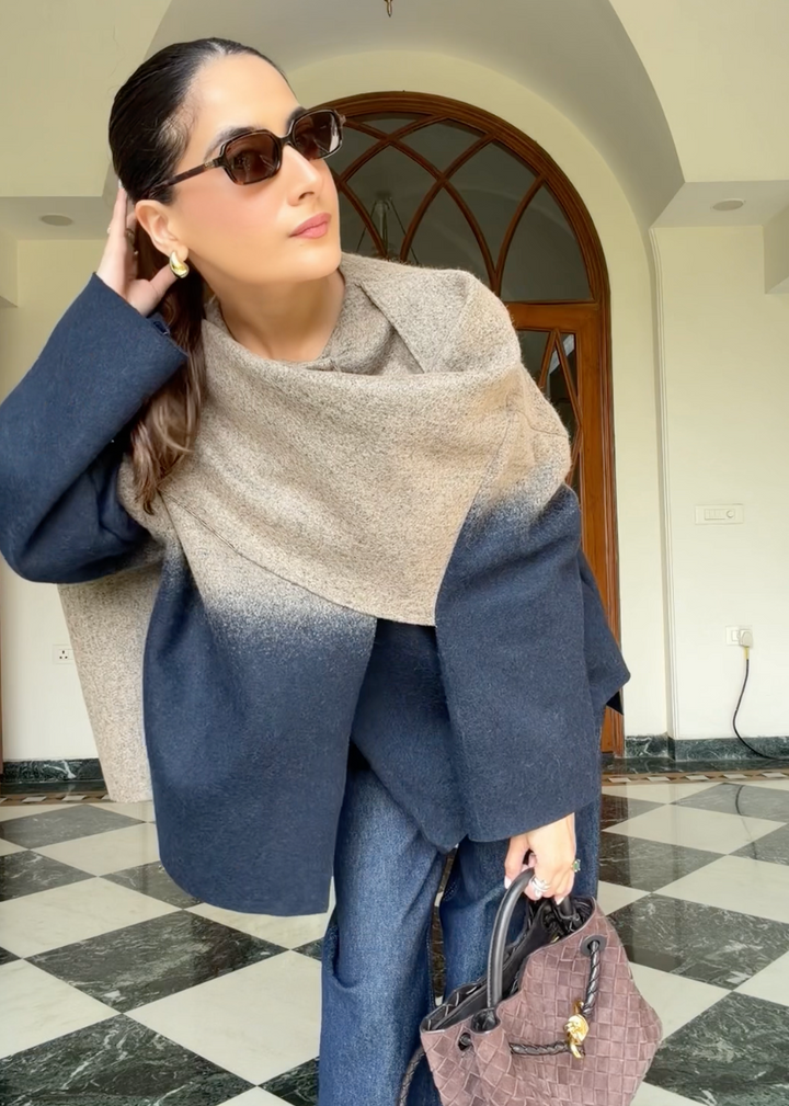 Itika Arora in Halo shawl-neck jacket
