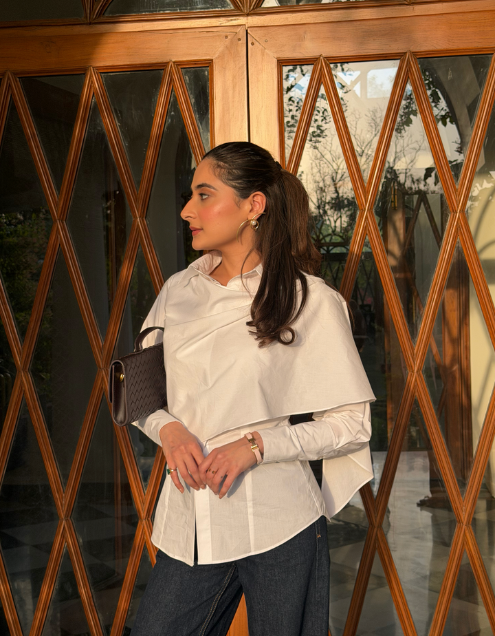 Itika Arora in Nola scarf shirt