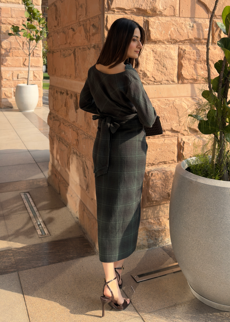 Mayfair Drape Dress (green)