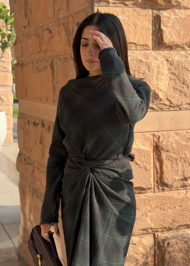Mayfair Drape Dress (green)