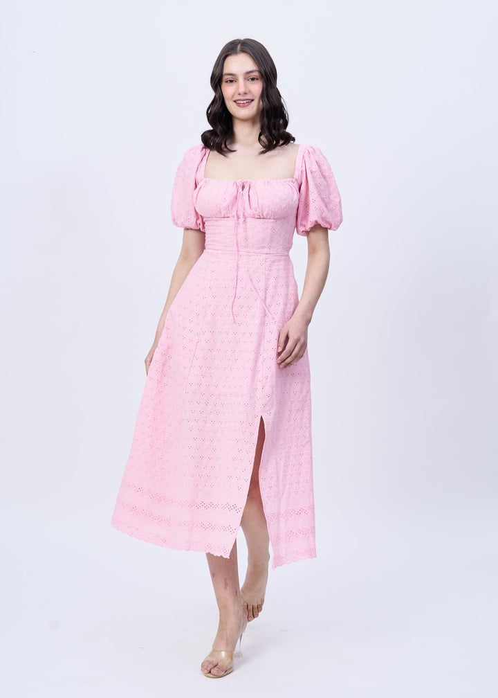 Peony fit and flare dress (pink)