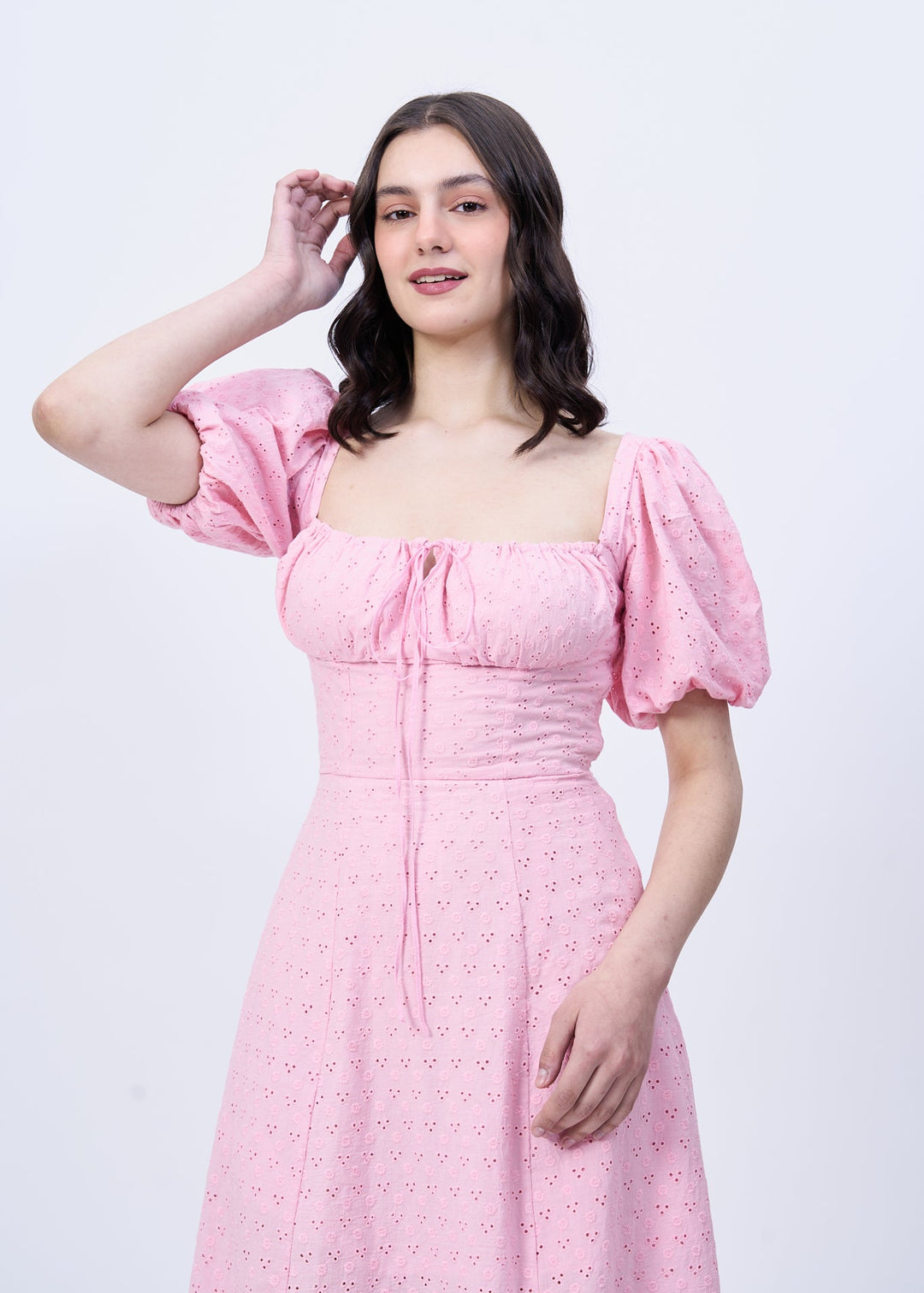 Peony fit and flare dress (pink)