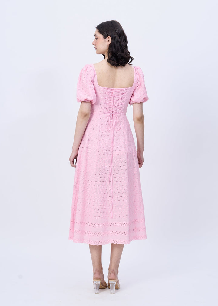 Peony fit and flare dress (pink)