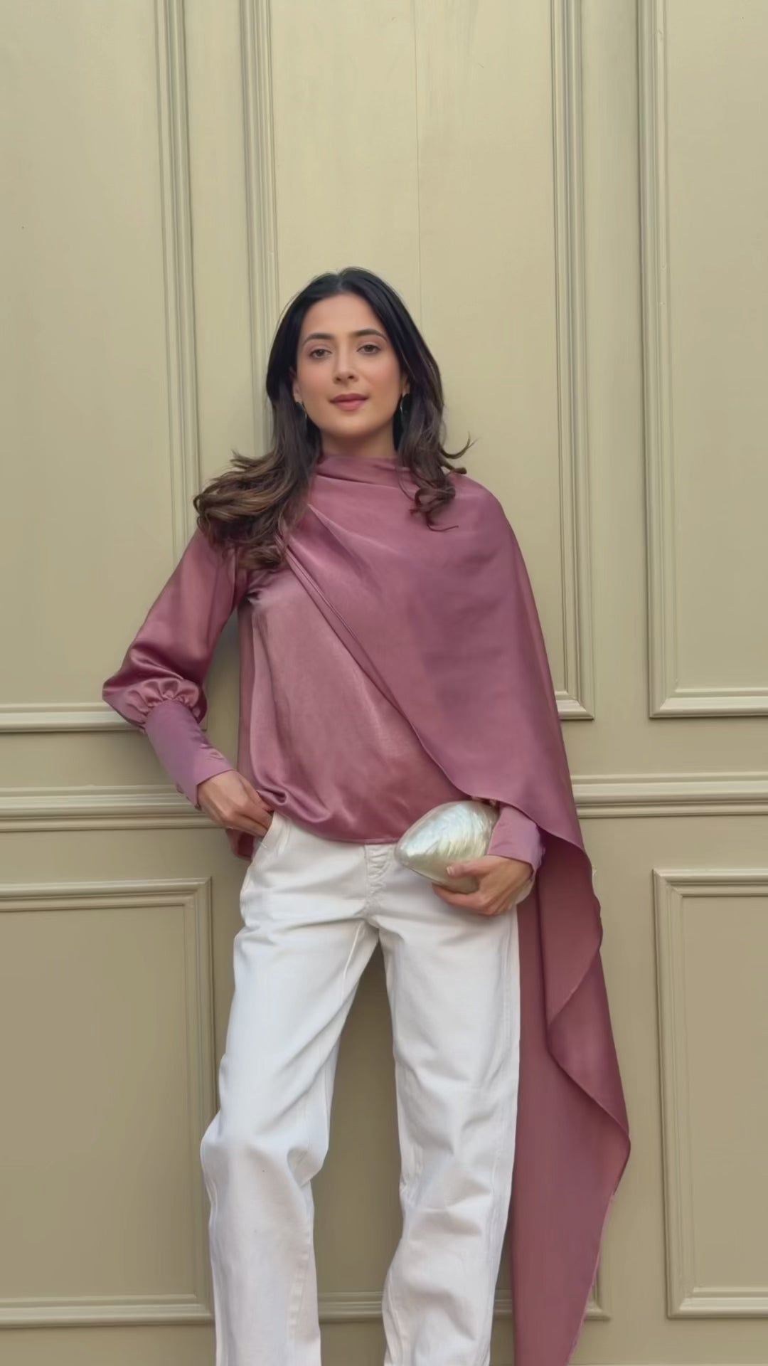 Itika Arora in Vera satin top (pink)