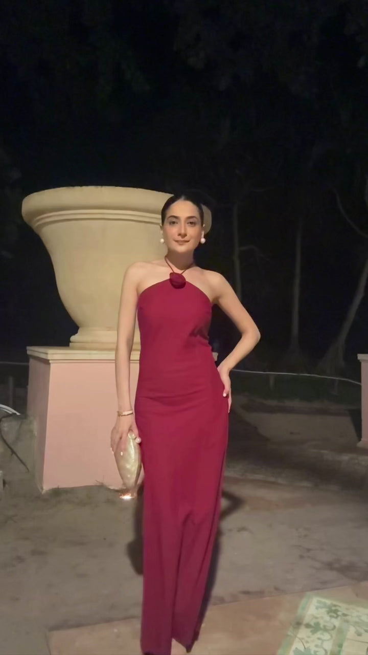 Itika Arora in Harmony rosette dress (red)