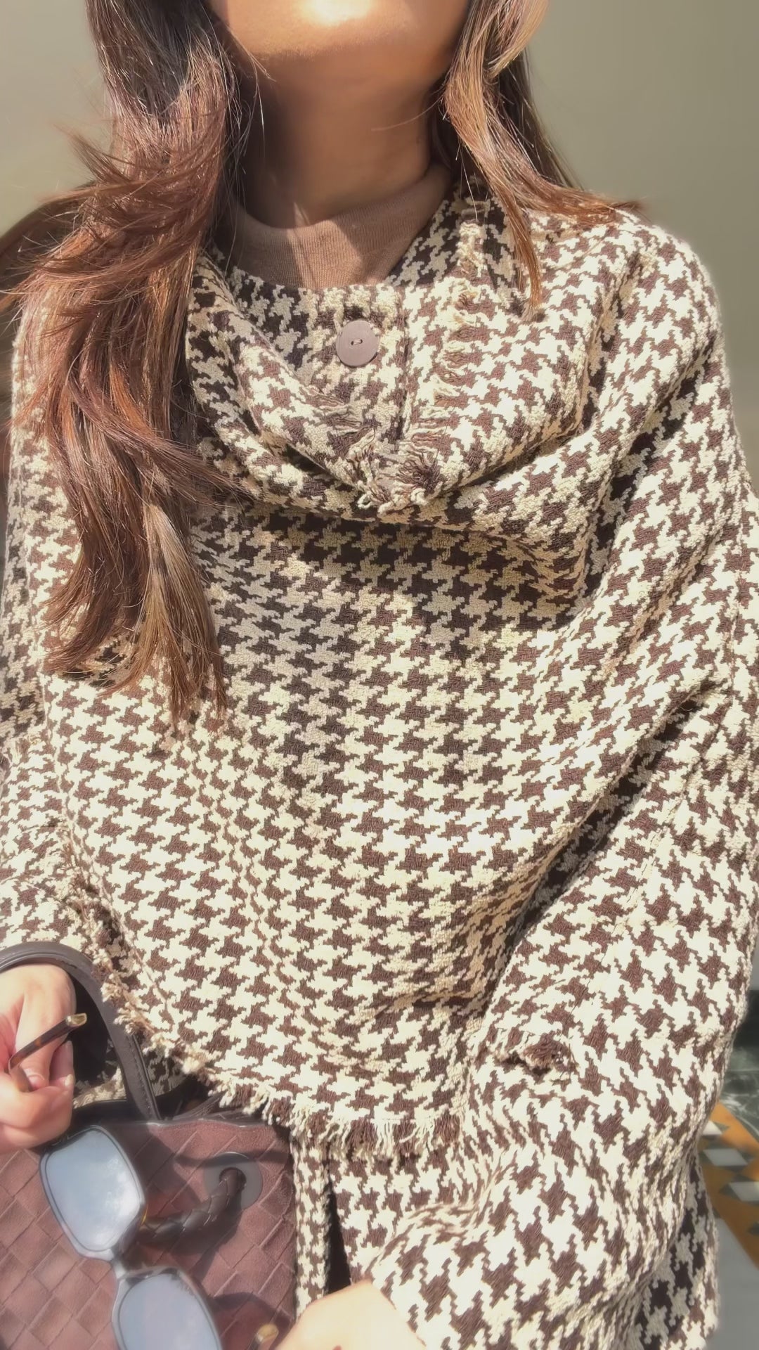 Itika Arora in Halo houndstooth shawl-jacket