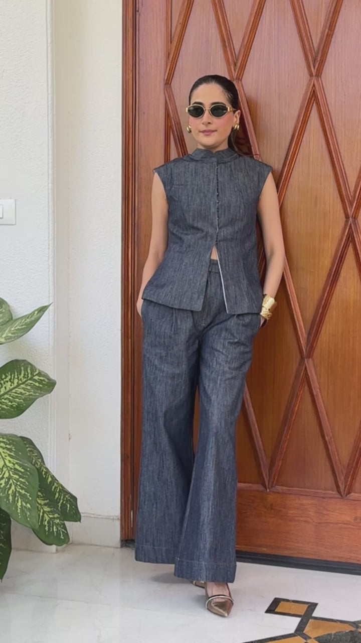 Itika Arora in Ripple Denim Set