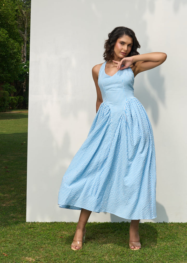 Polly dress (blue check)