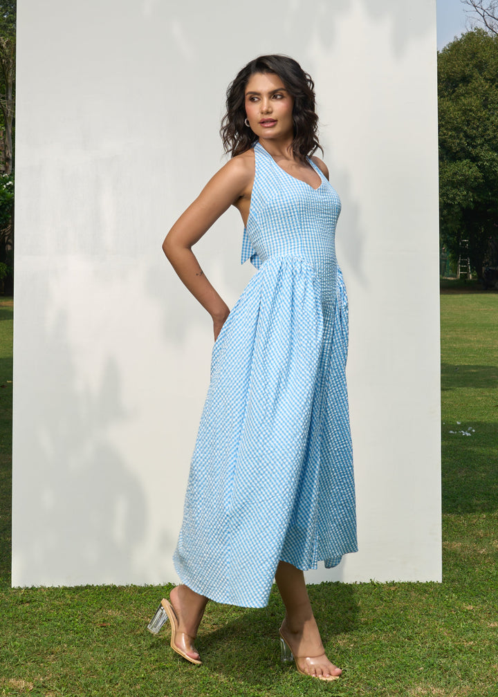 Polly dress (blue check)