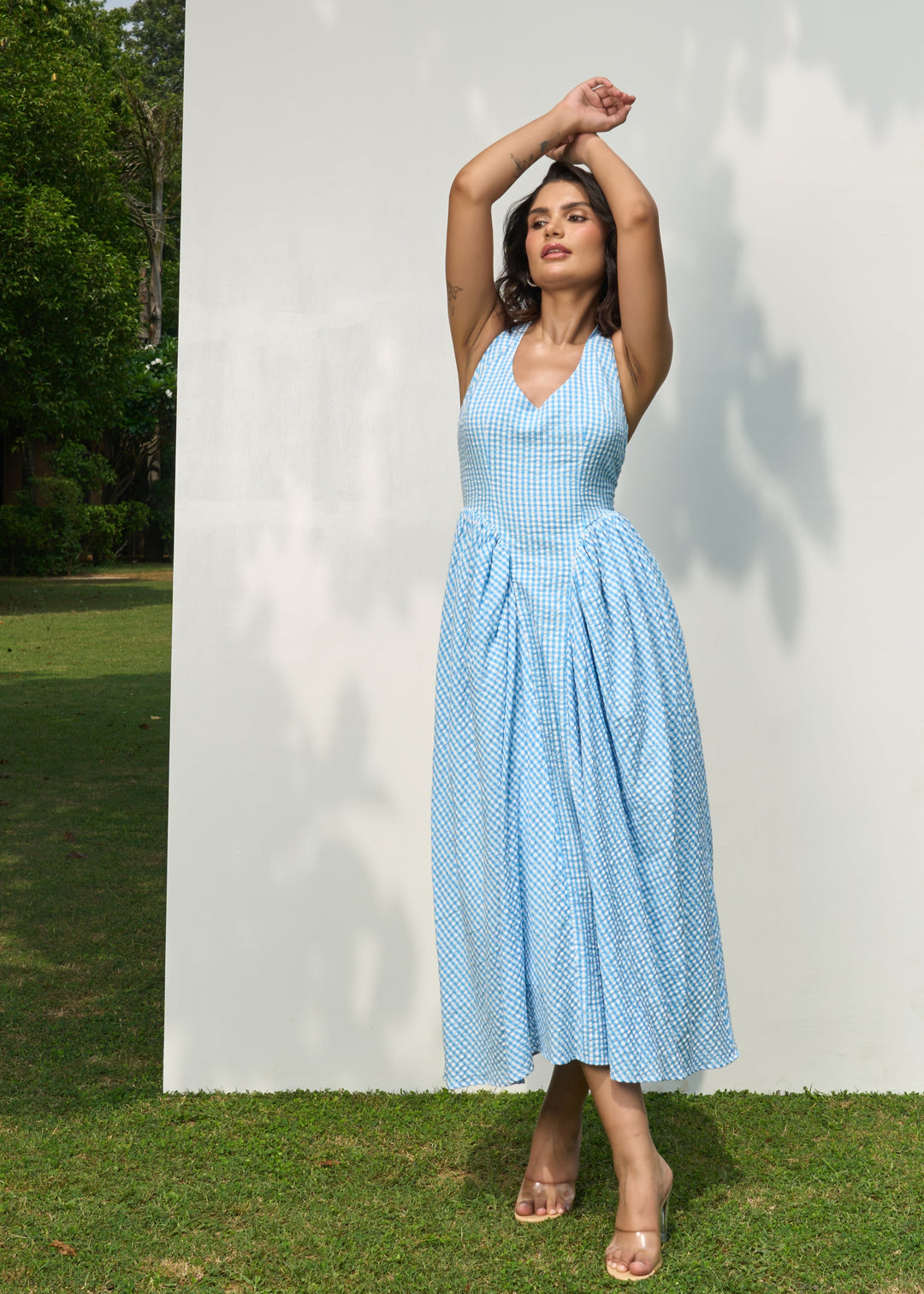 Polly dress (blue check)