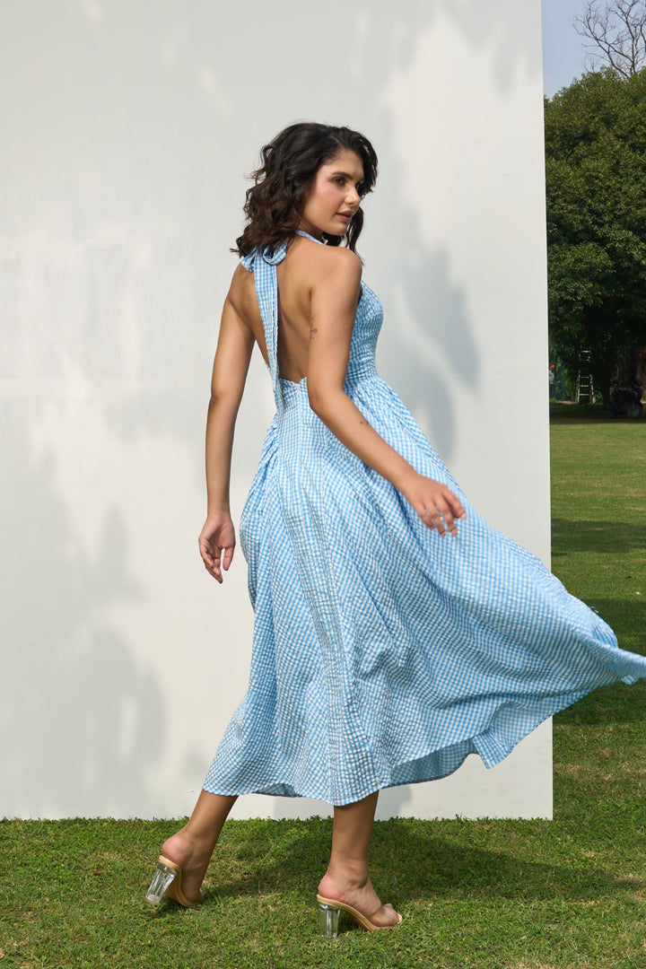 Polly dress (blue check)