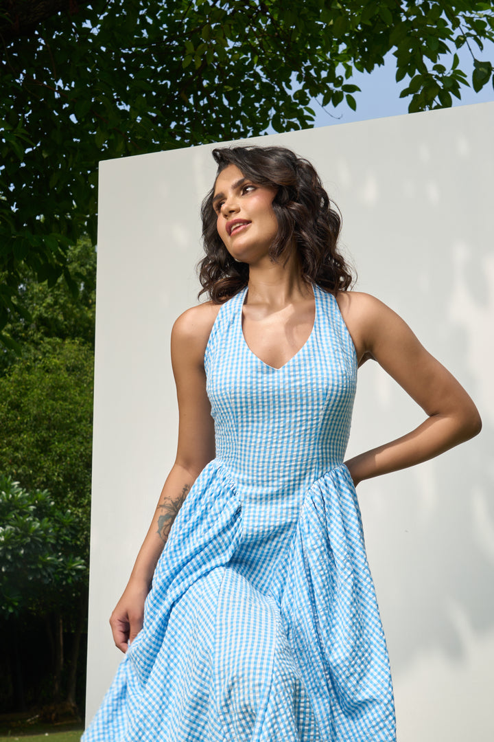 Polly dress (blue check)