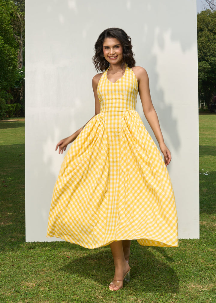 Polly dress (yellow check)