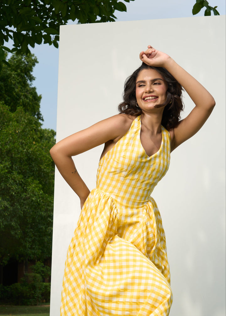 Polly dress (yellow check)