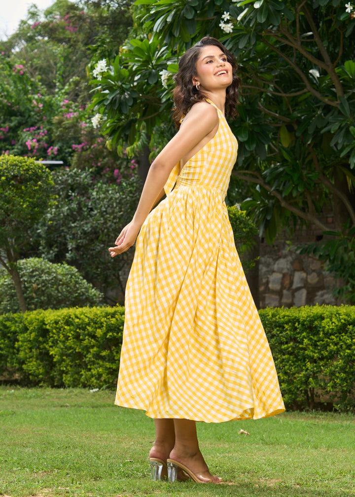 Polly dress (yellow check)