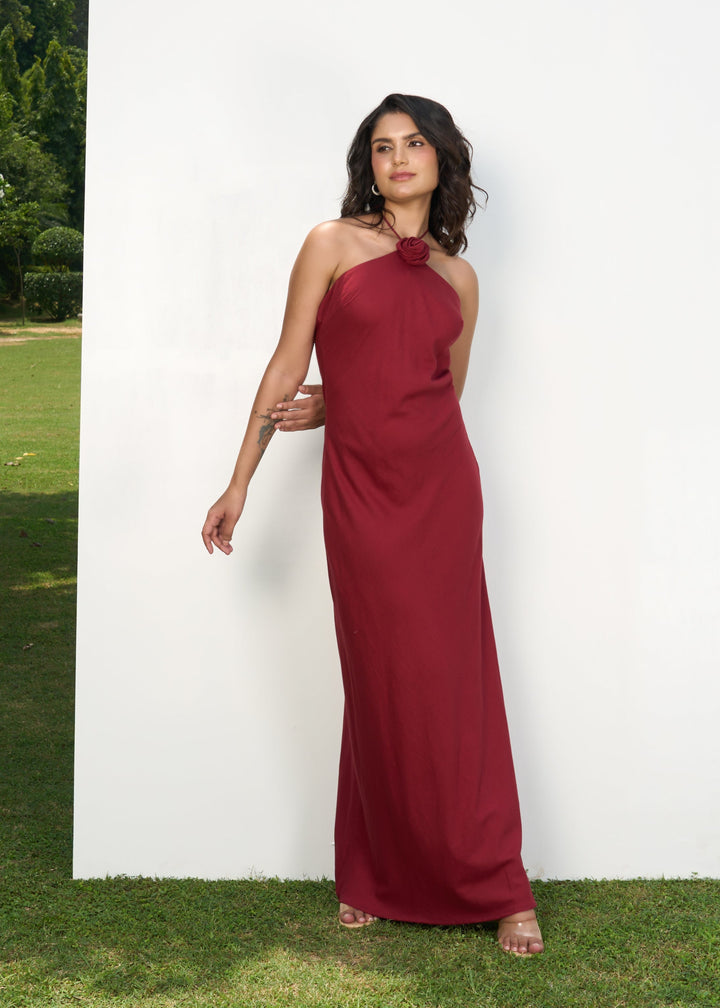 Harmony rosette dress (red)