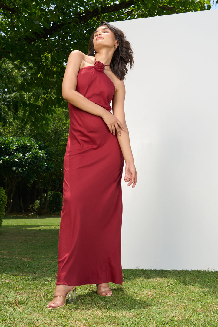 Harmony rosette dress (red)