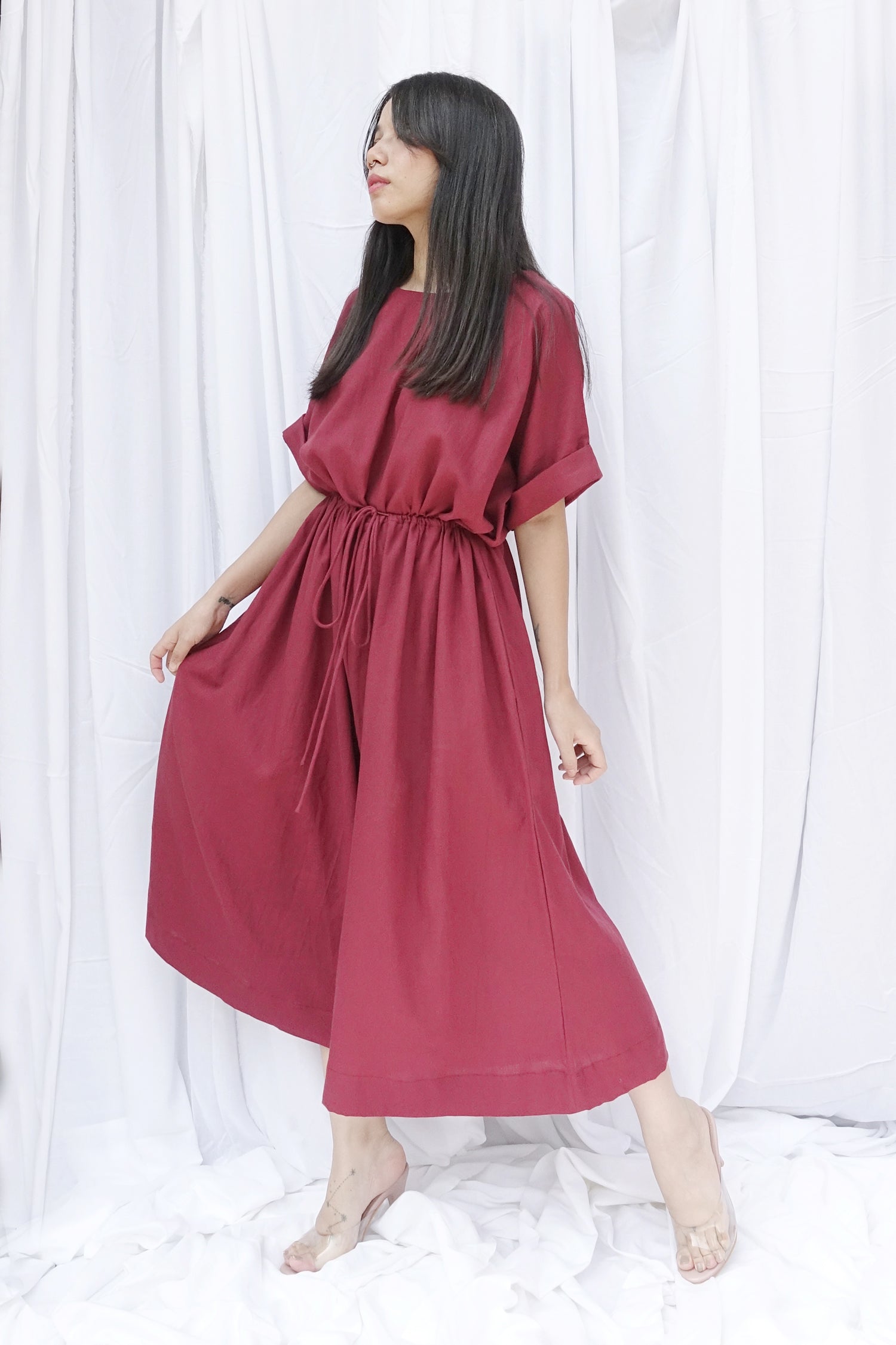 Juniper Jumpsuit (Free Size) (Maroon)